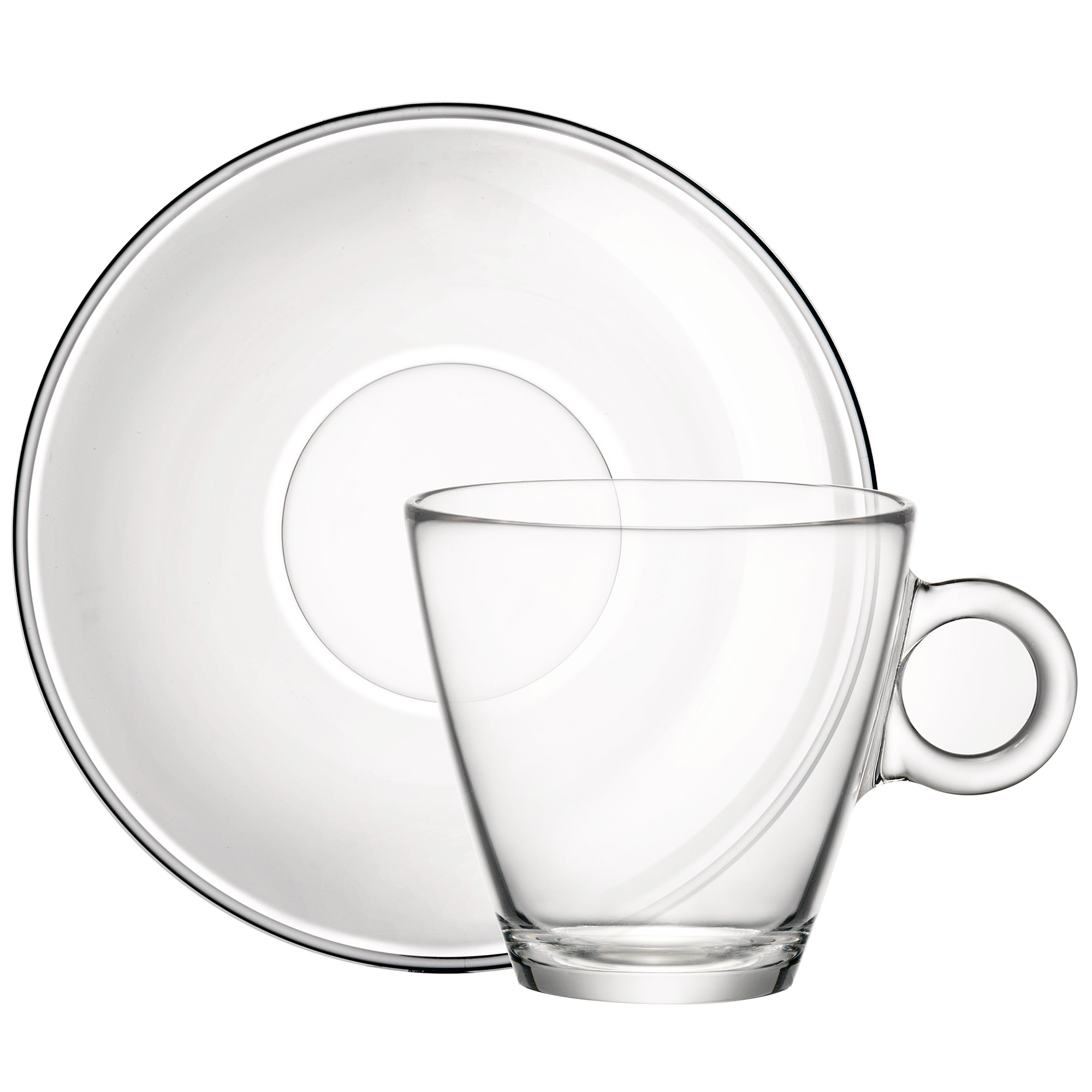 Easy Bar Glass Cappuccino Cups and Saucers 6oz / 170ml